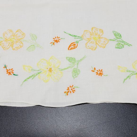 Vintage Floral Hand Embroidered Standard Pillow Case Cottage Core - Picture 3 of 7
